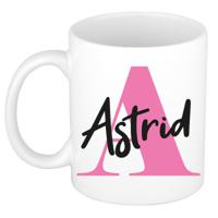 Naam mok Astrid - roze - wit - keramiek - 300 ml - verjaardag/cadeau beker