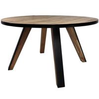 Ronde eettafel Milano - ø140x76 - Naturel/zwart - Acaciahout/metaal