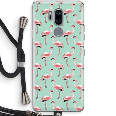 Flamingoprint groen: LG G7 Thinq Transparant Hoesje met koord