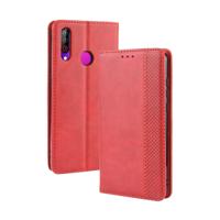 Magnetische Buckle retro Crazy Horse textuur horizontale Flip lederen case voor LG B30 met houder & kaartsleuven & fotolijstjes (rood)