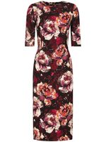 Dolce & Gabbana Peony-print midi dress - Rose - thumbnail