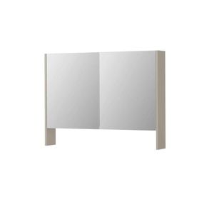 INK SPK3 spiegelkast met 2 dubbel gespiegelde deuren, open planchet, stopcontact en schakelaar 100 x 14 x 74 cm, mat kasjmier grijs