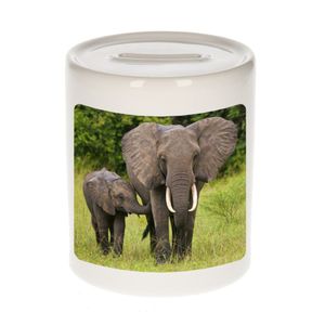 Dieren foto spaarpot olifant 9 cm - olifanten spaarpotten jongens en meisjes