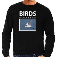 Zilvereigers vogel sweater / trui met dieren foto birds of the world zwart voor heren