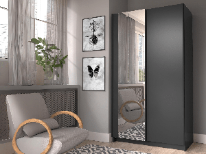 Kledingkast SAFIAT 2 schuifdeuren 100 cm zwart