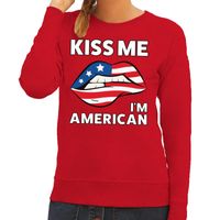 Kiss me I am American sweater rood dames - thumbnail