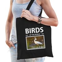 Lepelaar vogel tasje zwart volwassenen en kinderen - birds of the world kado boodschappen tas