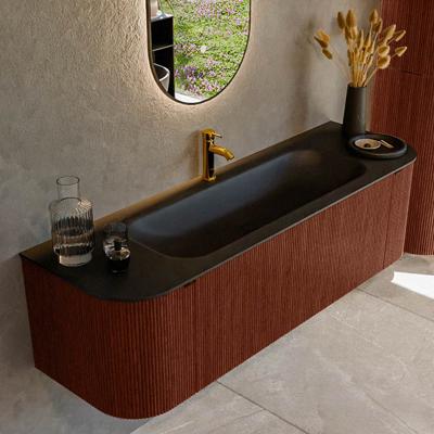 Badmeubel Mondiaz Kurve | 150 cm cm | Meubelkleur Ruby | Wastafelkleur Urban | Solid surface | Wasbak midden spoelbak | 1 kraangat