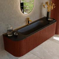 Badmeubel Mondiaz Kurve | 150 cm cm | Meubelkleur Ruby | Wastafelkleur Urban | Solid surface | Wasbak midden spoelbak | 1 kraangat