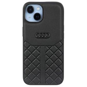 iPhone 14 Audi Leder Bekleed Hoesje - Zwart