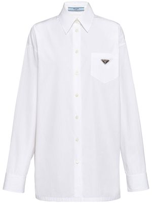 Prada chemise en popeline à plaque logo - Blanc