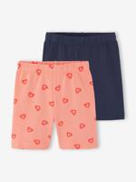 Set van 2 fietsshorts voor meisjes koraal