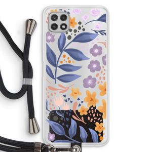 Flowers with blue leaves: Samsung Galaxy A22 4G Transparant Hoesje met koord