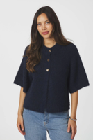 Neo Noir Benuta Fluffy Knit Cardigan | Navy