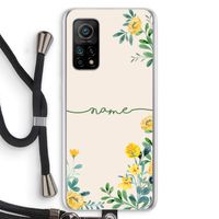 Gele bloemen: Xiaomi Mi 10T 5G Transparant Hoesje met koord