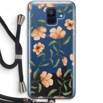Peachy flowers: Samsung Galaxy A6 (2018) Transparant Hoesje met koord