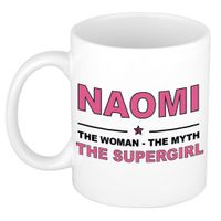 Naam cadeau mok/ beker Naomi The woman, The myth the supergirl 300 ml   -