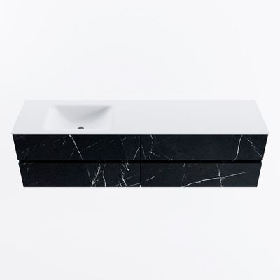 MONDIAZ VICA 180cm badmeubel onderkast Marquina 4 lades. Wastafel CLOUD links 1 kraangat, kleur Talc.