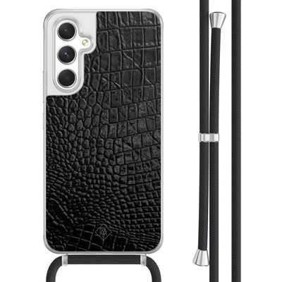 Samsung Galaxy A54 hoesje met koord - Croco zwart