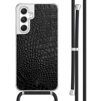 Samsung Galaxy A54 hoesje met koord - Croco zwart