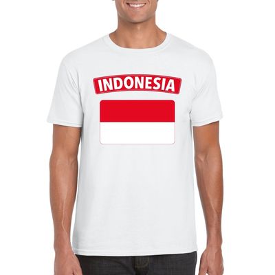 T-shirt met Indonesische vlag wit heren