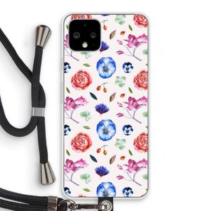 Bloemetjes: Pixel 4 Transparant Hoesje met koord