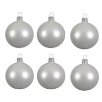 Kerstballen set - 12x stuks - winter wit - glas - 6 cm - mat - kerstversiering