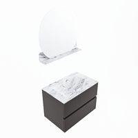 MONDIAZ VICA-DLUX 70cm badmeubel onderkast Dark grey 2 lades. Inbouw wastafel CLOUD midden 1 kraangat, kleur Glace, en spiegel model SPOT - thumbnail