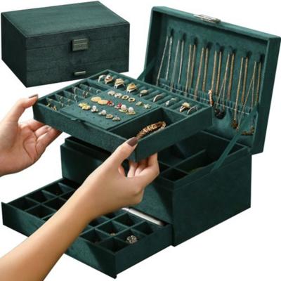 Soulima Sieradenkist - groen - su?de - incl. sleutel - 11 x 24 x 17 cm - organizer - sieradenbox
