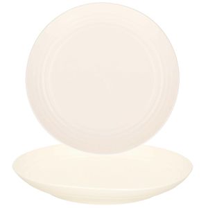 Rond bord/camping bord - 4x - D25 cm - Ivoor wit - kunststof - onbreekbaar