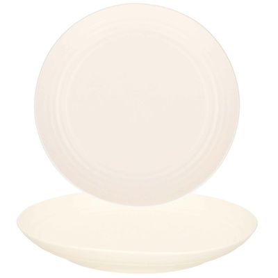 Rond bord/camping bord - 4x - D25 cm - Ivoor wit - kunststof - onbreekbaar