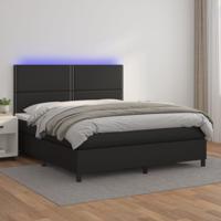 Boxspring met matras en LED kunstleer zwart 180x200 cm