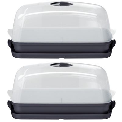 2x stuks kweekbakjes/kweekkasten antraciet grijs met deksel 39 x 25 x 18 cm