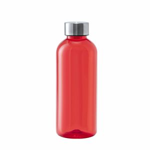 Kunststof waterfles/drinkfles/sportfles - rood transparant - met RVS dop - 600 ml