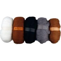 Creativ Company Gekaarde wol, naturel, 5x100 gr/ 1 doos