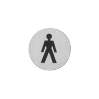 Intersteel Pictogram herentoilet zelfklevend rond rvs geborsteld