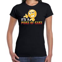 Funny emoticon t-shirt Its a piece of cake zwart voor dames