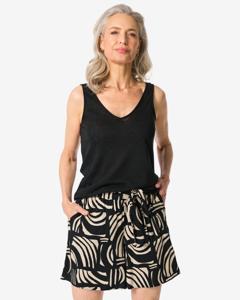 HEMA Dames Korte Broek Remmy Wide Leg Abstract Zwart (zwart)
