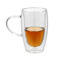 Gerimport Theeglazen Plano - 1x - dubbelwandig - borosilicaatglas - 450 ml - H15 cm - koffieglas