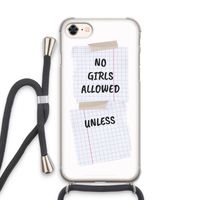 No Girls Allowed Unless: iPhone 7 Transparant Hoesje met koord