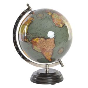 Wereldbol/globe op voet - kunststof - groen - home decoratie artikel - D20 x H28 cm