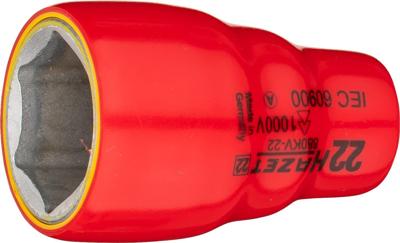 HAZET Dopsleutel · geïsoleerd 880KV-22 · 3/8 inch (10 mm) vierkant hol · Buiten-zeskant-tractieprofiel · SW 22 mm