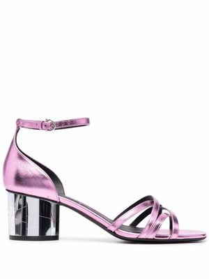 Ferragamo sandales à effet métallisé 60 mm - Rose