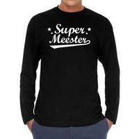Long sleeve t-shirt zwart met Super meester bedrukking voor heren 2XL  - - thumbnail