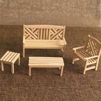 4 STKS/set 1:12 Doll House mini meubilair model outdoor tuinstoel kruk (19 x 14 5 x 5 5)