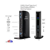 CLUB3D UNIVERSEEL Docking station USB3.2 Type A of C 2x Displayport 4K60Hz DisplayLink® gecertificeerd - thumbnail