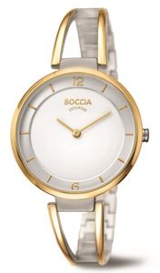 Boccia 3260-02 Horloge titanium goud- en zilverkleurig-wit 34 mm