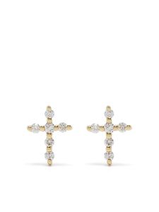 Djula boucles d'oreilles Big Cross en or 18ct ornées de diamants