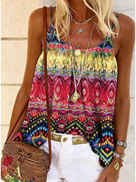 Boho Sleeveless Printed Top - thumbnail