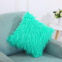 Fluweel lang pluche kussen cover populaire vierkante harige cover Home bed kamer decoratie kussensloop grootte: 45 x 45cm (groen)